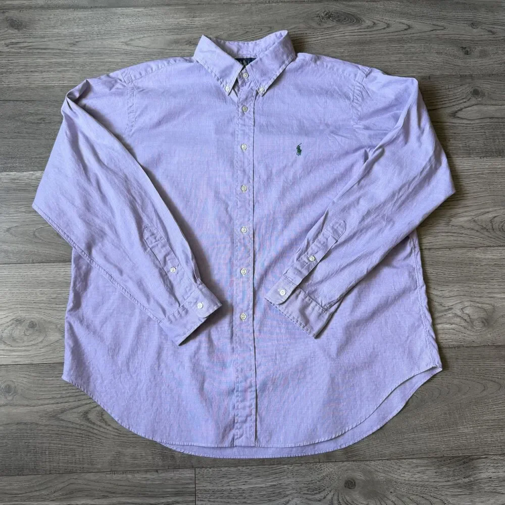 Ralph Lauren Classic Fit Purple Oxford Button Down Shirt W/ Green Pony Size XXL